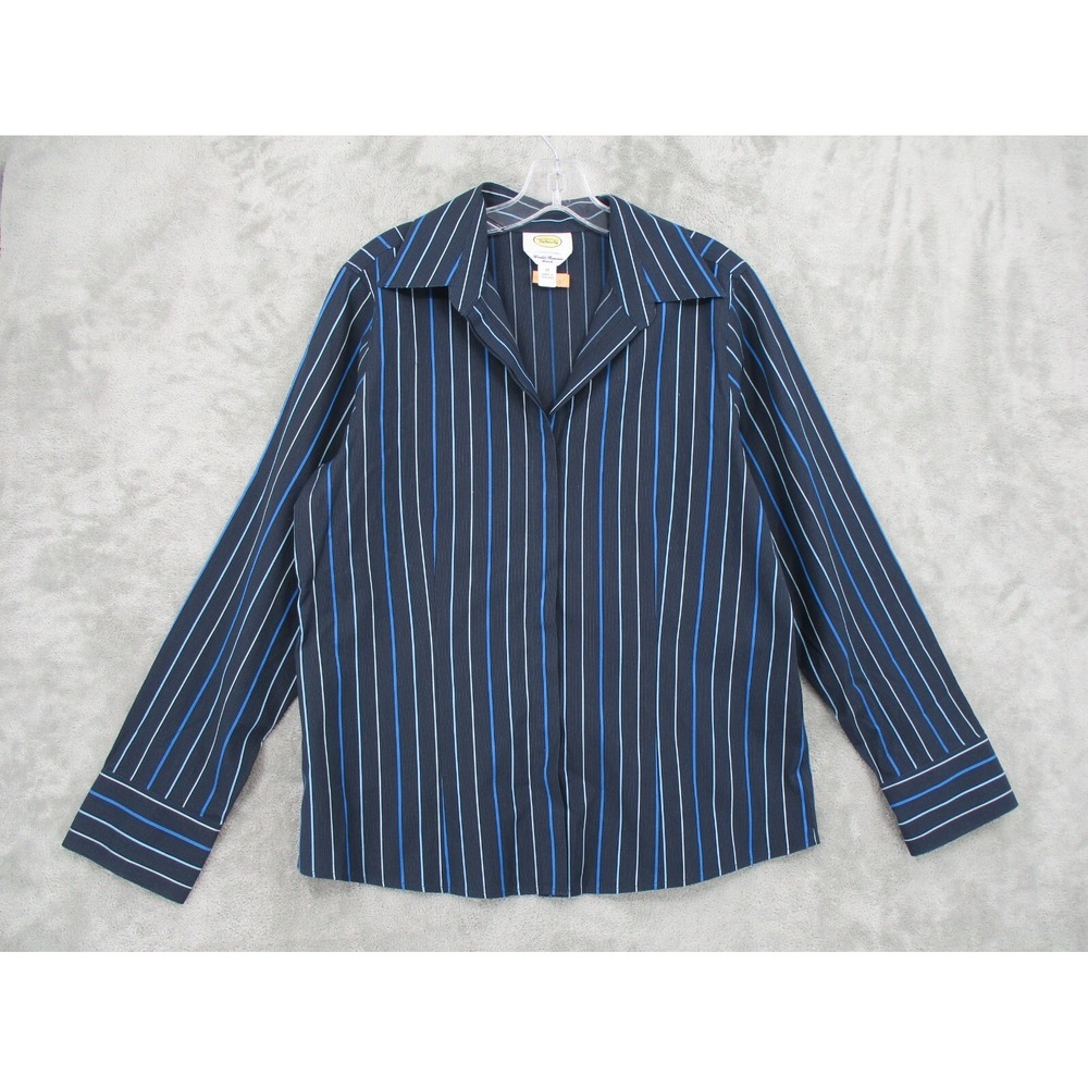Vintage Talbots Shirt Womens Size 12 Striped Wrinkle Resistant Office Stretch